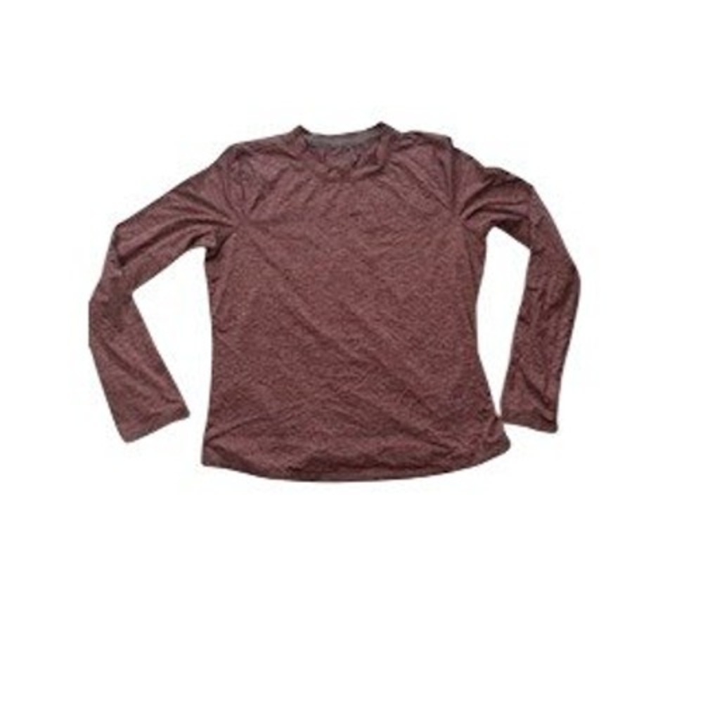 Fabletics Maroon Heathered Long Sleeve Performance Top Size L